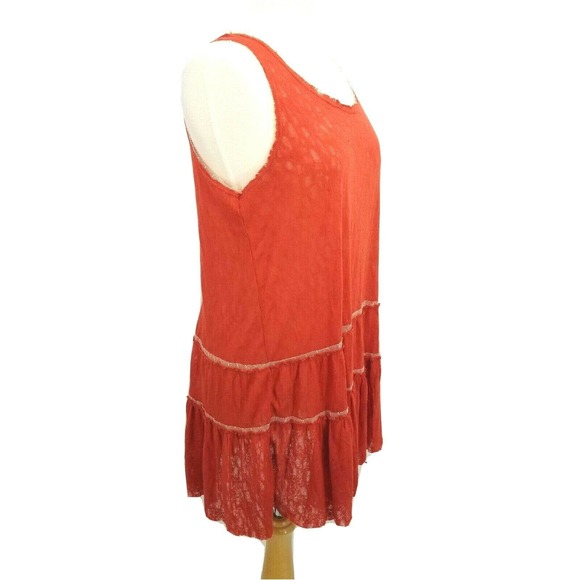 Hem & Thread Lace Net dress Sleeveless Boho Summer Tangerine - Picture 4 of 10